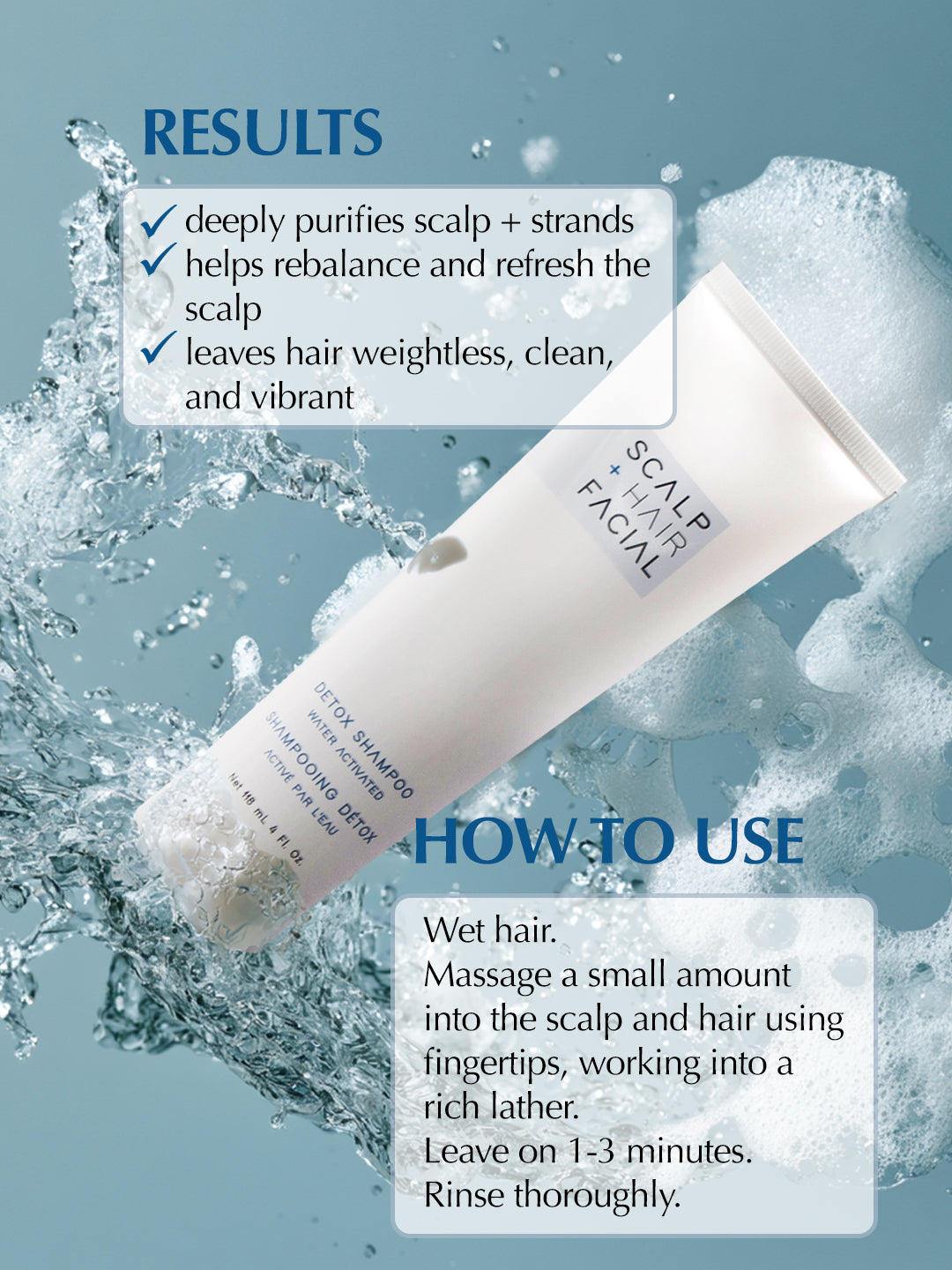 SCALP+HAIR FACIAL-DETOX SHAMPOO (Weekly scalp reset) Water Activated 4 OZ.
